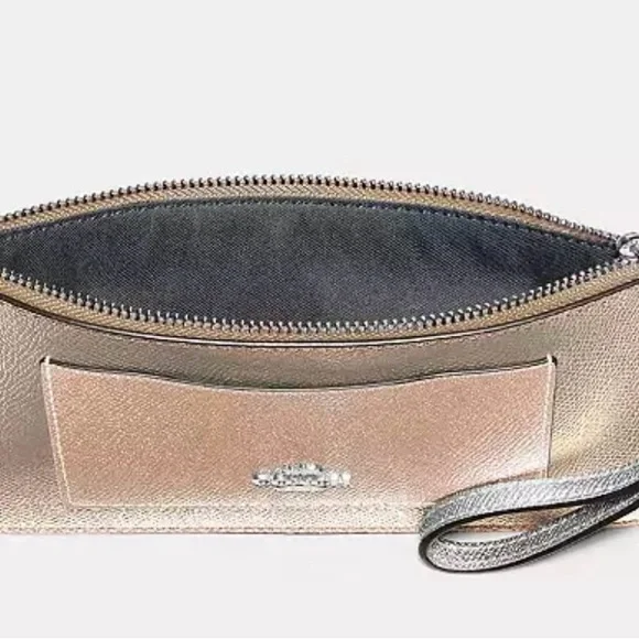 NWT Coach Metallic Gold Wristlet gift ready - Picture 2 of 6